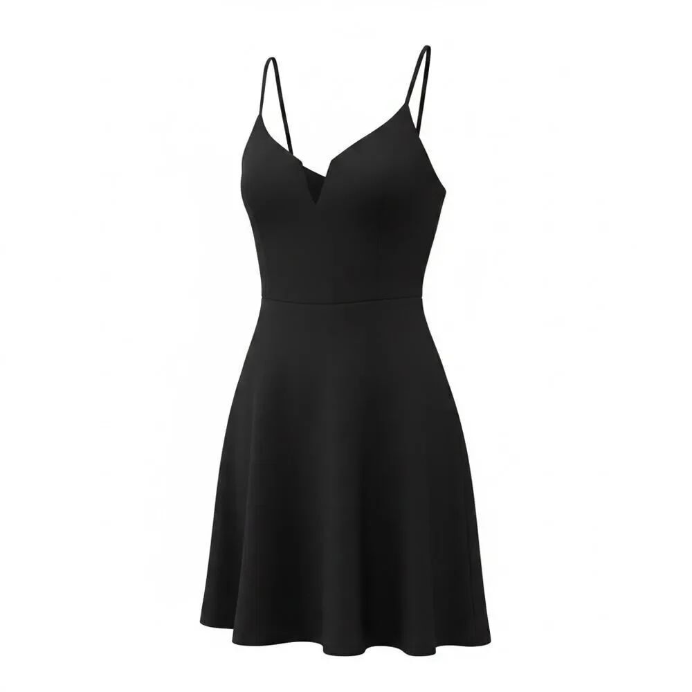 Audrey 3+1 Dress Fit & Flare Mini Black Sleeveless Solid Womens S